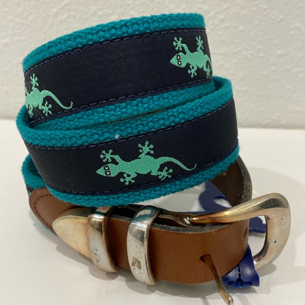 NWT Leather Man Ltd Canvas & Ribbon Belt, leather ends,  silvertone buckle SZ 30